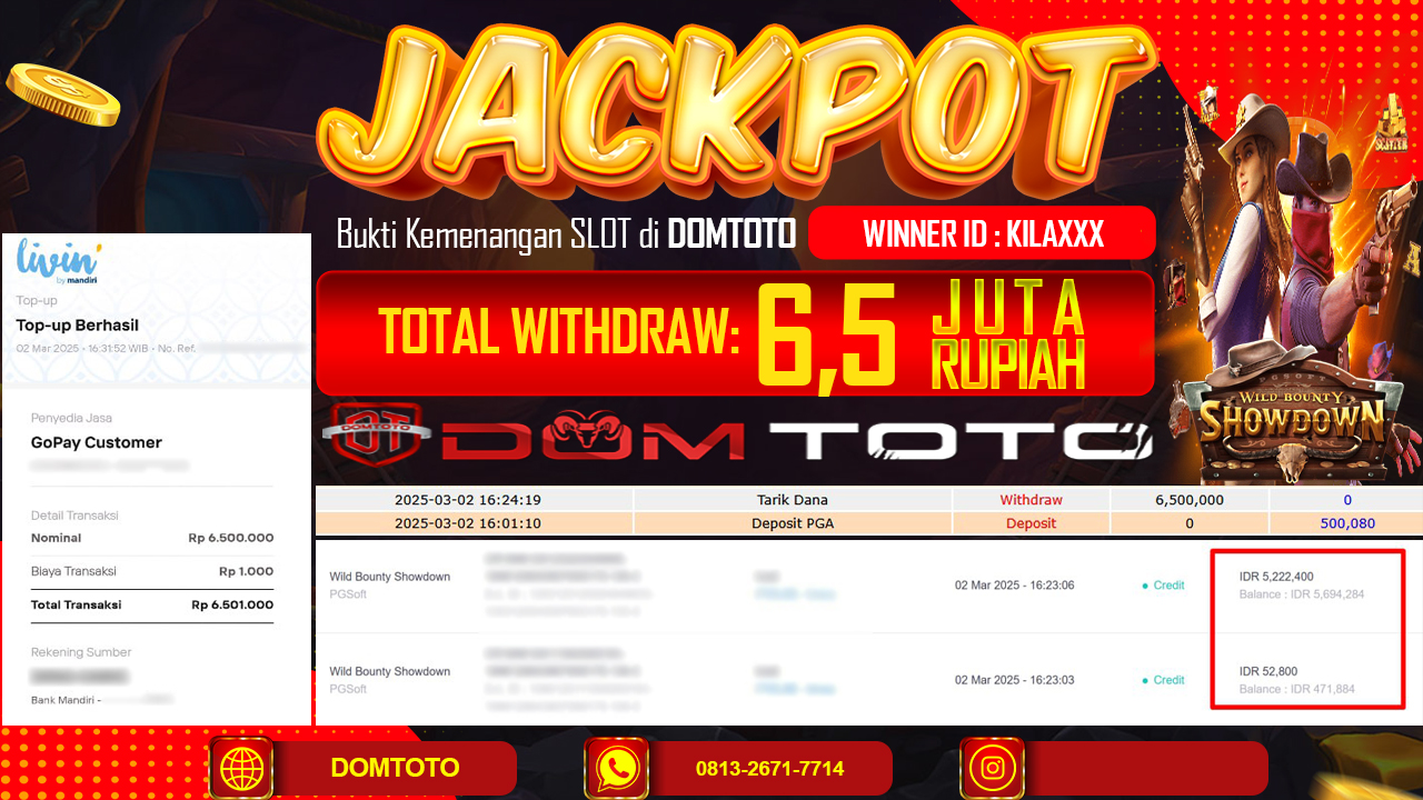 JACKPOT SLOT WILD BOUNTY SHOWDOWN 2 MARET 2025